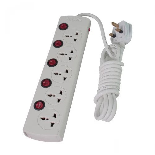 Nano 3 Pin 5 Port White Power Strip # MBS 405