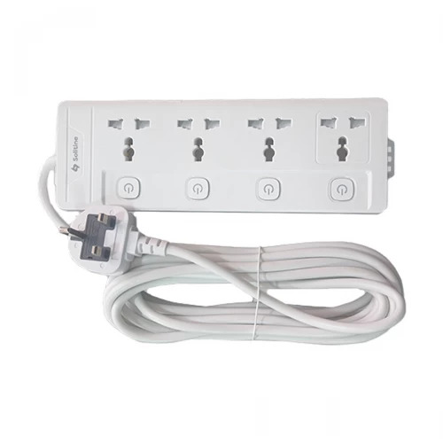 Solitine 3 Pin 4 Port 3 Meter White Power Strip